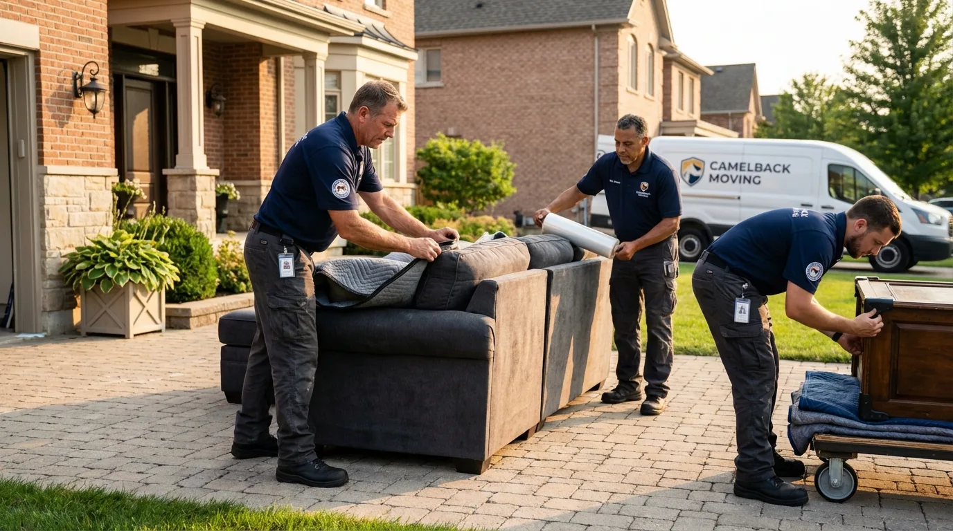 Large estate moving crew wrapping furniture in Patillas, PR